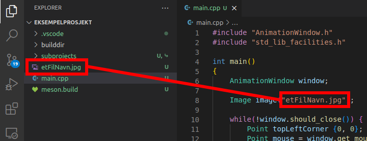 Bilde som viser et JPG fil i arbeidsområdet i Visual Studio Code